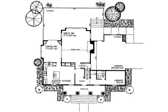 Floor Plan - Main Floor for Southern House Plan #72-148 - 4 bed, 2.5 bath