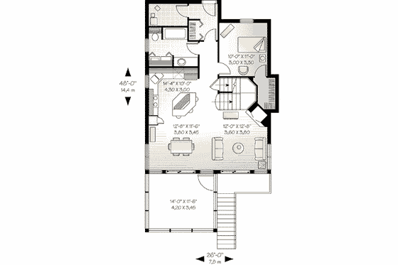 Floor Plan - Main Floor for Traditional House Plan #23-2063 - 3 bed, 2 bath