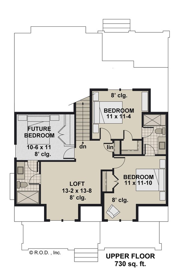 House Blueprint - Farmhouse Floor Plan - Upper Floor Plan #51-1454