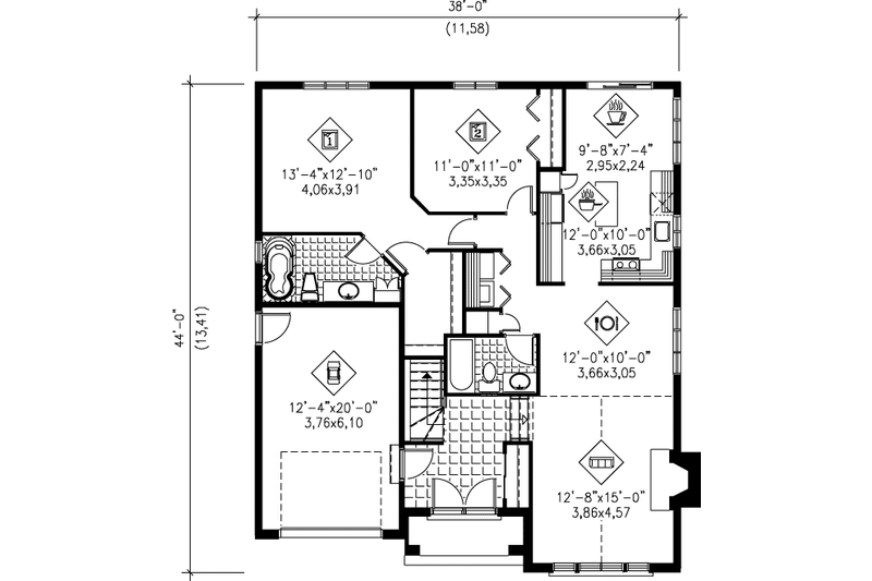 Dream House Plan - Floor Plan - Main Floor for Traditional House Plan #25-156 - 2 bed, 2 bath
