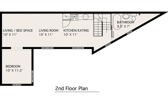 Floor Plan - Upper Floor for Modern House Plan #905-2 - 1 bed, 1 bath