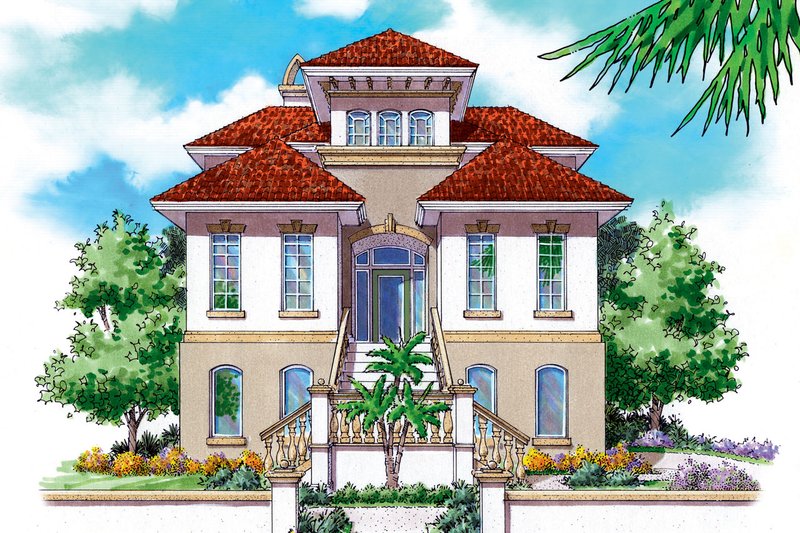 Architectural House Design - Mediterranean Exterior - Front Elevation Plan #930-149