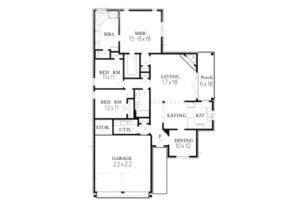 Floor Plan - Main Floor for European House Plan #15-115 - 3 bed, 2 bath