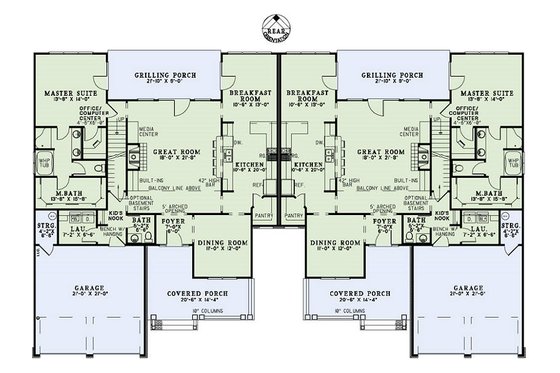 Floor Plan - Main Floor for Craftsman House Plan #17-2446 - 4 bed, 2.5 bath
