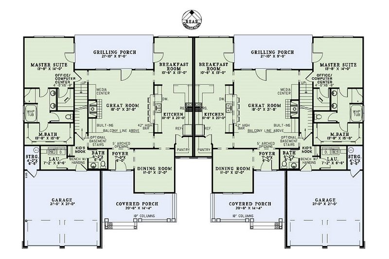 Home Plan - Floor Plan - Main Floor for Craftsman House Plan #17-2446 - 4 bed, 2.5 bath