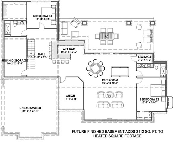 House Design - Farmhouse Floor Plan - Lower Floor Plan #1069-17