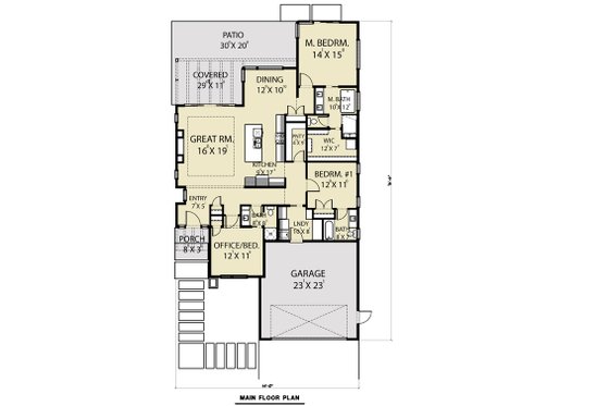Floor Plan - Main Floor for Contemporary House Plan #1070-157 - 2 bed, 3 bath