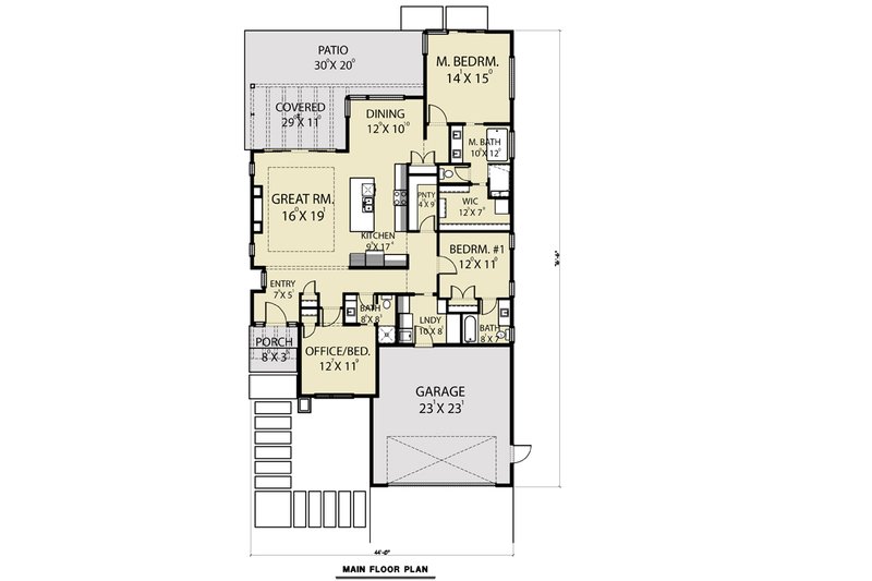 Architectural House Design - Floor Plan - Main Floor for Contemporary House Plan #1070-157 - 2 bed, 3 bath