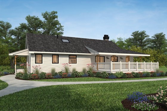 Exterior - Rear Elevation 1 for Farmhouse House Plan #47-647 - 3 bed, 2 bath