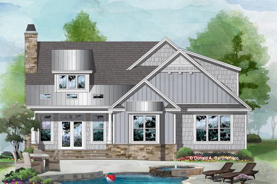 Exterior - Rear Elevation for Cottage House Plan #929-1134 - 3 bed, 2 bath