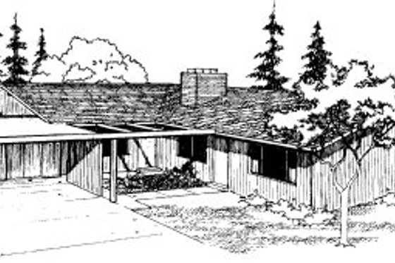 Exterior - Front Elevation for Ranch House Plan #303-259 - 2 bed, 1 bath