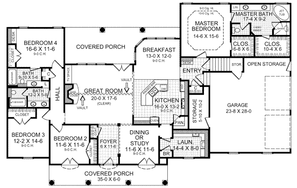 House Design - Southern Floor Plan - Main Floor Plan #21-176