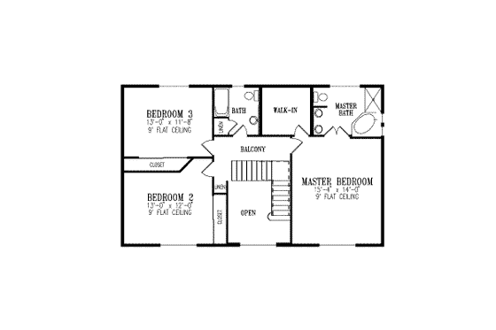 Floor Plan - Upper Floor for Adobe / Southwestern House Plan #1-609 - 4 bed, 3 bath