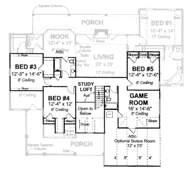 Architectural House Design - Country Floor Plan - Upper Floor Plan #20-1661