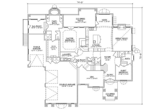 Floor Plan - Main Floor for European House Plan #5-401 - 4 bed, 3.5 bath