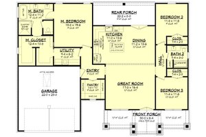Floor Plan - Main Floor for Farmhouse House Plan #430-353 - 3 bed, 2 bath