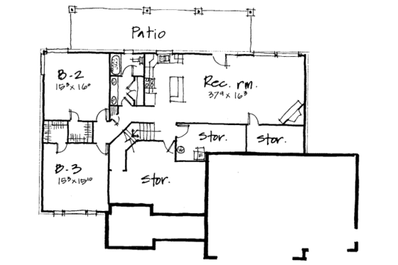 Floor Plan - Lower Floor for Traditional House Plan #308-107 - 3 bed, 2.5 bath