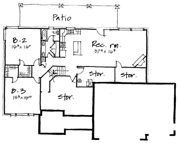Traditional Floor Plan - Lower Floor Plan #308-107