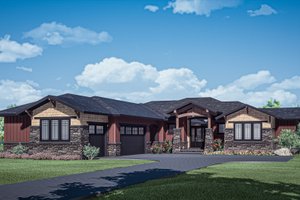 Architectural House Design - Prairie Exterior - Front Elevation Plan #1088-12