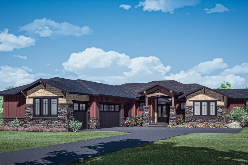 Architectural House Design - Prairie Exterior - Front Elevation Plan #1088-12