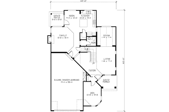 Floor Plan - Main Floor for Traditional House Plan #132-127 - 3 bed, 2.5 bath