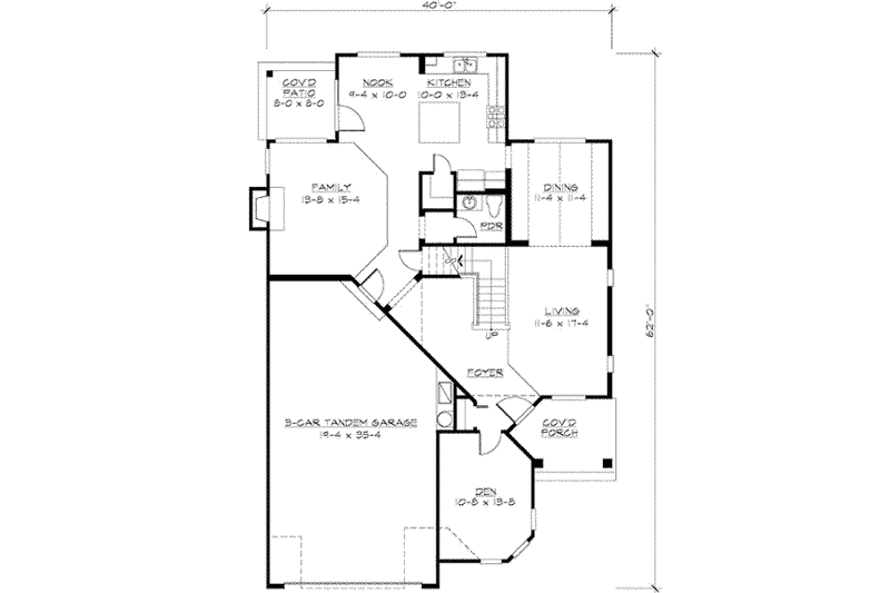 Dream House Plan - Floor Plan - Main Floor for Traditional House Plan #132-127 - 3 bed, 2.5 bath