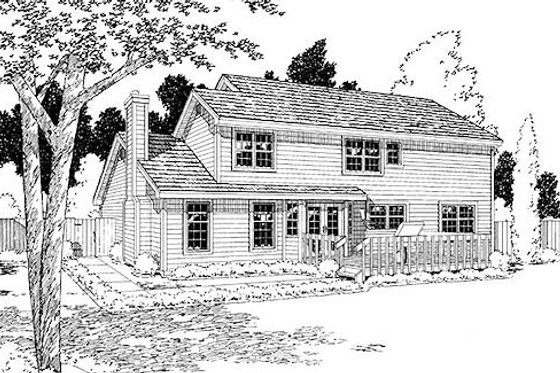 Exterior - Rear Elevation for Traditional House Plan #312-422 - 4 bed, 2.5 bath