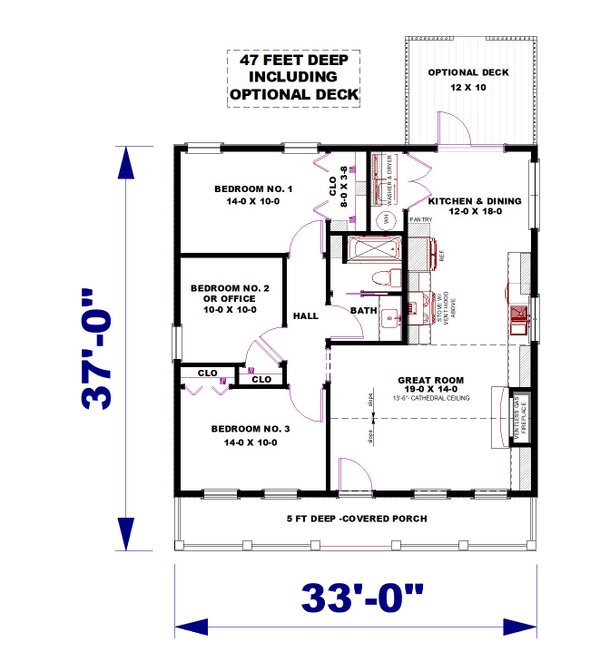 Cottage Floor Plan - Main Floor Plan #44-302