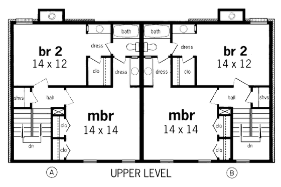 Floor Plan - Upper Floor for Traditional House Plan #45-298 - 2 bed, 1.5 bath