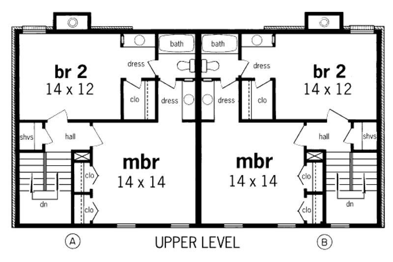 Home Plan - Floor Plan - Upper Floor for Traditional House Plan #45-298 - 2 bed, 1.5 bath