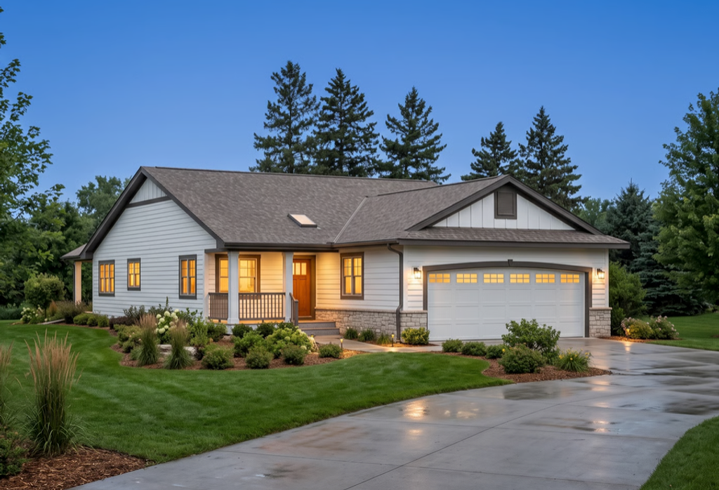 Exterior - Front Elevation 2 for Ranch House Plan #18-1029 - 3 bed, 2 bath