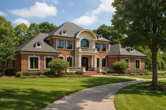 Exterior - Front Elevation for European House Plan #17-250 - 4 bed, 5 bath