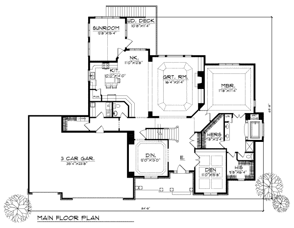 Architectural House Design - Traditional Floor Plan - Main Floor Plan #70-530