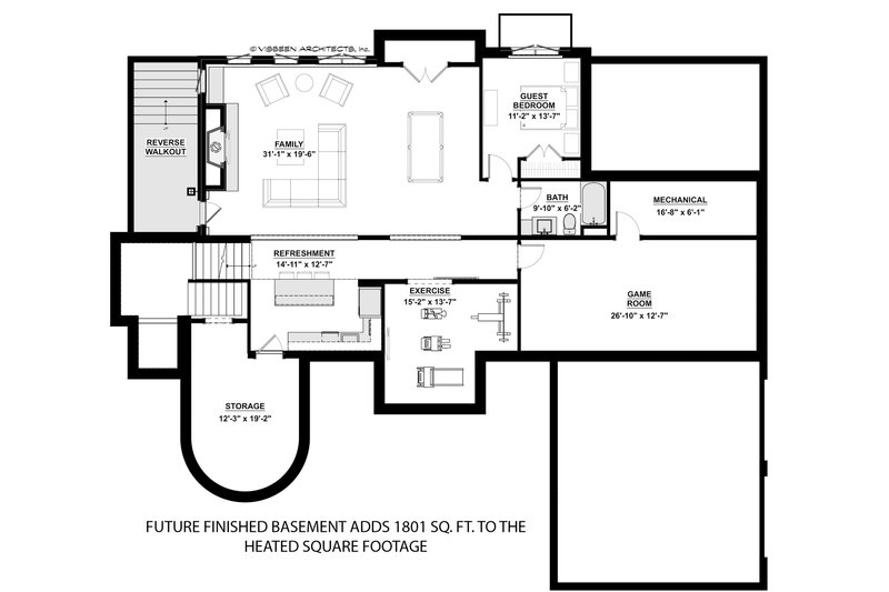 House Blueprint - Floor Plan - Lower Floor for Traditional House Plan #928-331 - 4 bed, 4.5 bath
