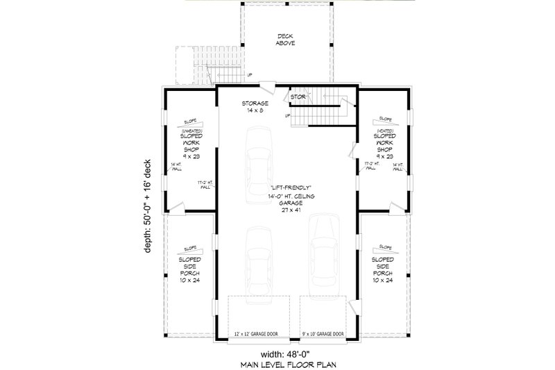 Architectural House Design - Floor Plan - Main Floor for Country House Plan #932-1417 - 2 bed, 2 bath