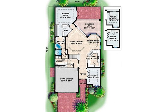 Floor Plan - Main Floor for Mediterranean House Plan #27-351 - 3 bed, 3.5 bath