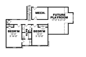 Floor Plan - Upper Floor for European House Plan #34-223 - 4 bed, 3 bath