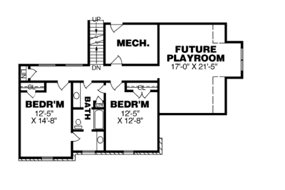 Floor Plan - Upper Floor for European House Plan #34-223 - 4 bed, 3 bath