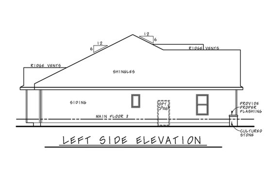 Exterior - Front Elevation 3 for Ranch House Plan #20-2312 - 3 bed, 2 bath