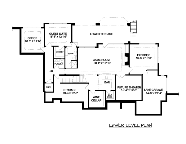 European Floor Plan - Lower Floor Plan #413-860