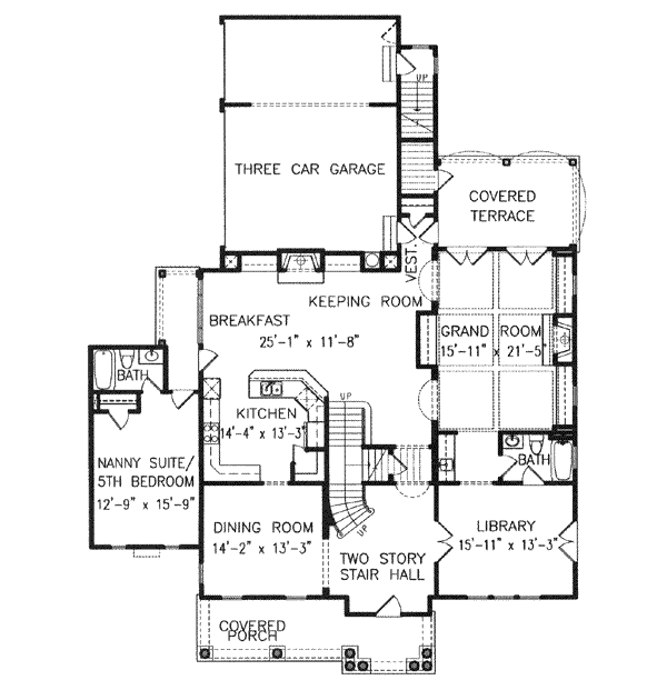 Southern Floor Plan - Main Floor Plan #54-154