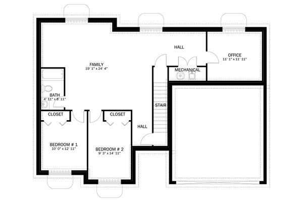 Architectural House Design - Traditional Floor Plan - Lower Floor Plan #1060-176