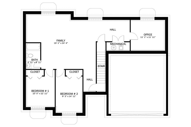 Dream House Plan - Floor Plan - Lower Floor for Traditional House Plan #1060-176 - 3 bed, 2 bath
