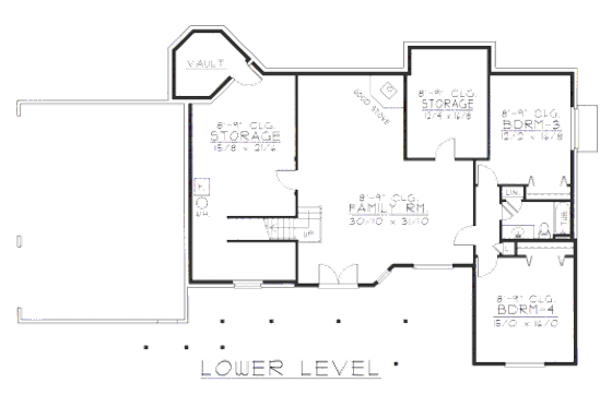 Floor Plan - Lower Floor for Farmhouse House Plan #112-149 - 4 bed, 3.5 bath