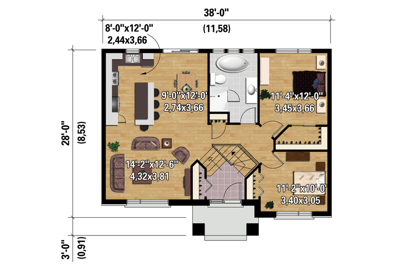 Dream House Plan - Floor Plan - Main Floor 1 House Plan #25-4269 - 2 bed, 1 bath