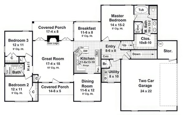 Farmhouse Floor Plan - Lower Floor Plan #21-534