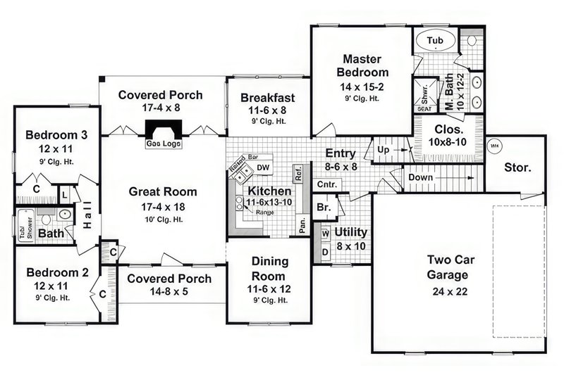 House Blueprint - Floor Plan - Lower Floor for Farmhouse House Plan #21-534 - 3 bed, 2 bath