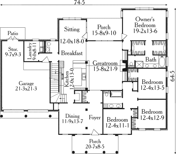 Southern Floor Plan - Main Floor Plan #406-257