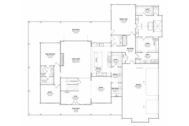 Architectural House Design - Floor Plan - Main Floor for Farmhouse House Plan #1096-200 - 5 bed, 5.5 bath