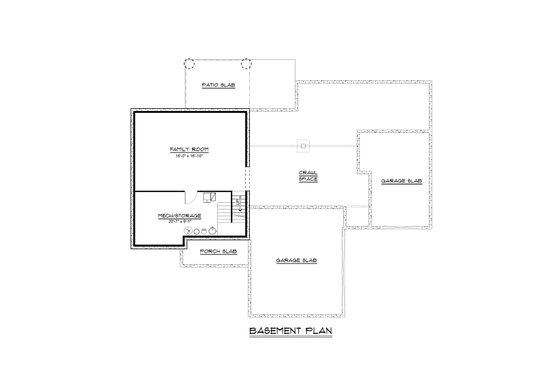 Floor Plan - Lower Floor for Craftsman House Plan #1064-66 - 3 bed, 2.5 bath